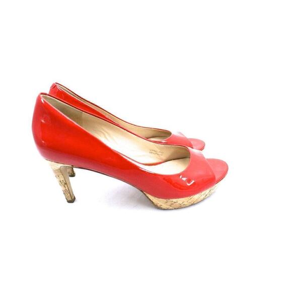 Via Spiga Red Alexis Cork Heel Open Toe Platform Pumps Size 8 M RETAIL $198 - Picture 3 of 6